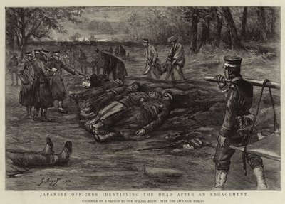 Japanese Officers Identifying the Dead after an Engagement by Georges Ferdinand Bigot